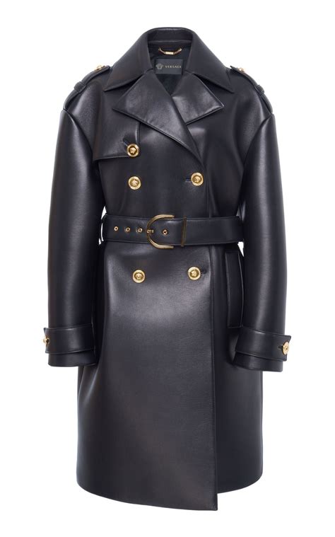 versace jacket fur|versace leather trench coat.